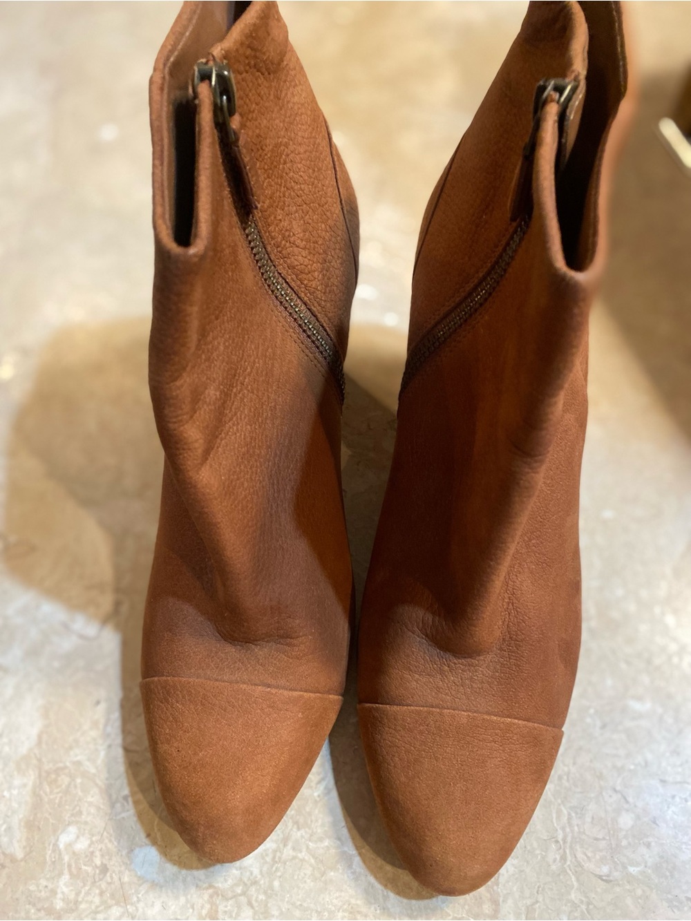 Cole Haan Cognac Brown Suede Ankle Booties